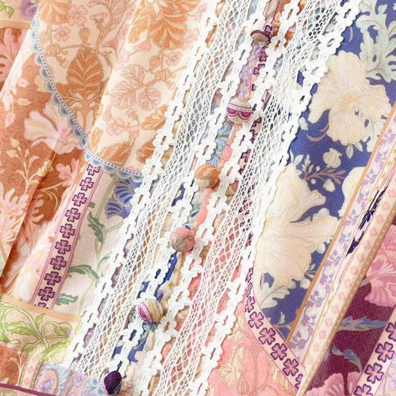 Vintage Patchwork Floral Midi Dress - image 4