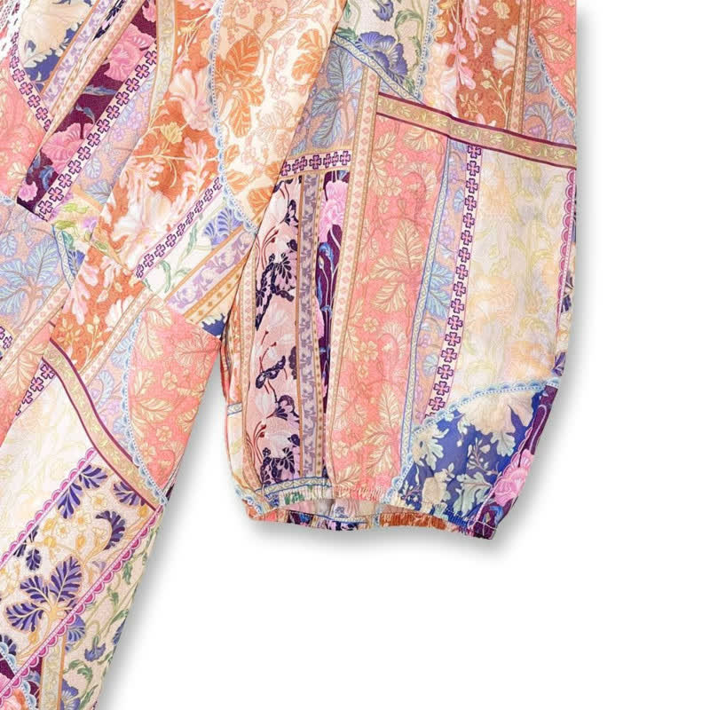 Vintage Patchwork Floral Midi Dress - image 2
