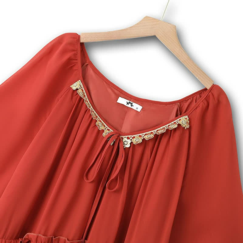 Boho Lace Trim Maxi Dress - image 1