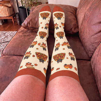 Plus Size Autumn Cat Frog Compression Socks - image 3