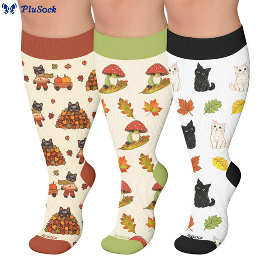 Plus Size Autumn Cat Frog Compression Socks - image 0