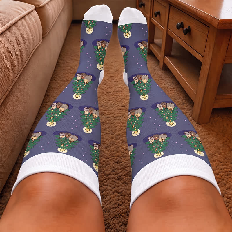 Plus Size  Christmas Cute Cat Compression Socks - image 1