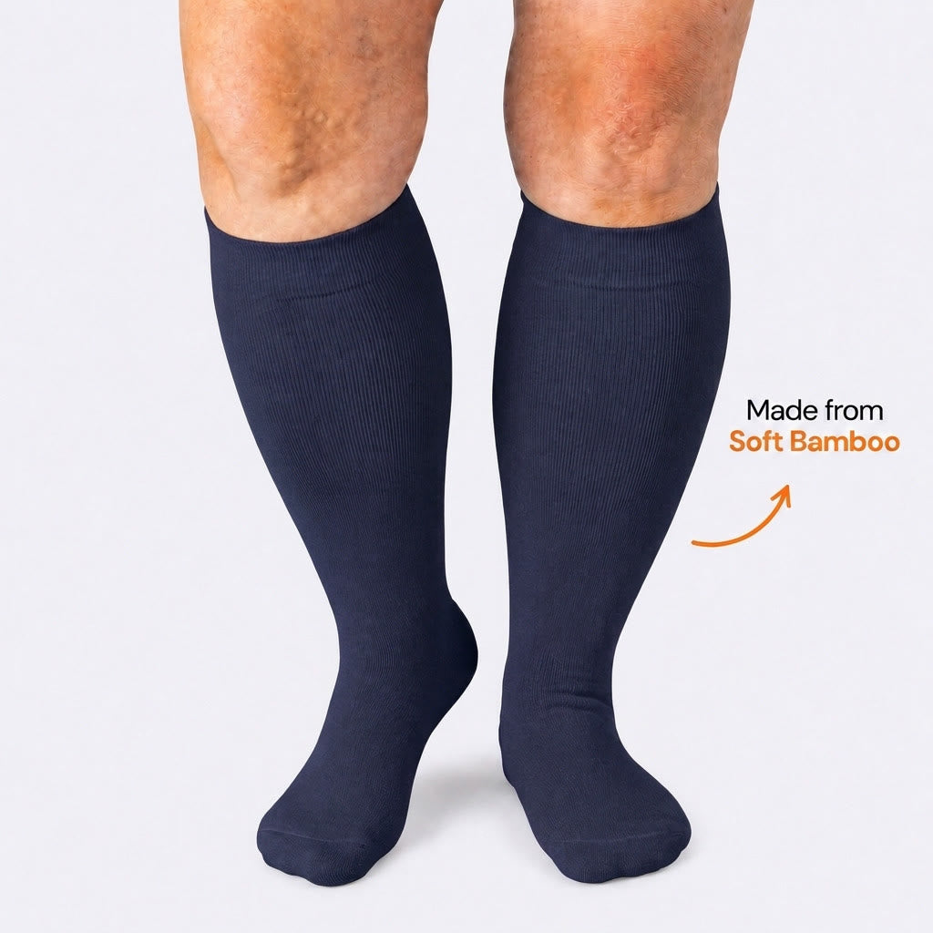 Plus Size Navy Blue Bamboo Compression Socks - image 0
