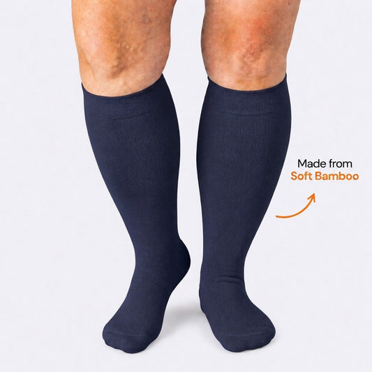 Plus Size Navy Blue Bamboo Compression Socks - image 0