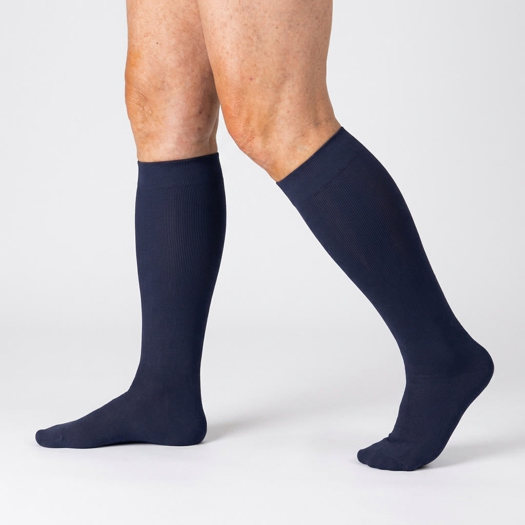 Plus Size Navy Blue Bamboo Compression Socks - Blue - 4XL - image 1