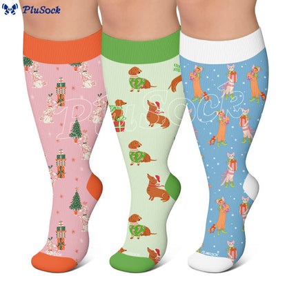 Plus Size Christmas Animal Party Compression Socks - image 0