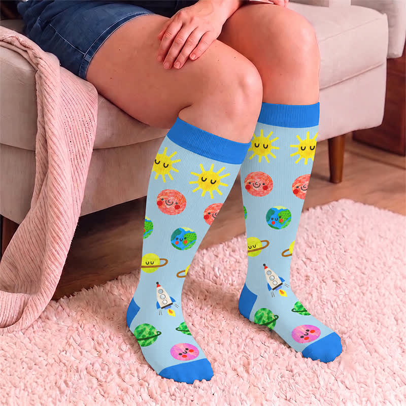 Plus Size Fun Cartoon Print Compression Socks - image 3