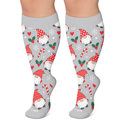 Plus Size Gingerbread Dog Christmas Compression Socks - Grey - 4XL - image 6