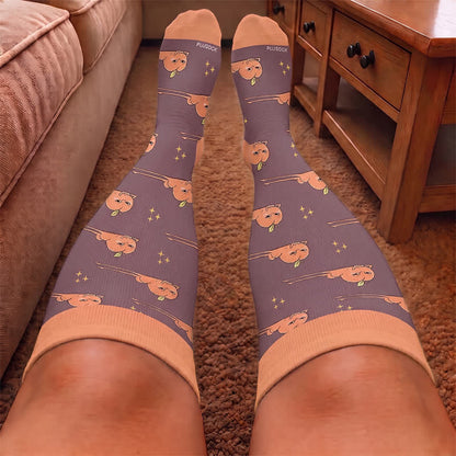 Plus Size Playful Snowmen Frogs Compression Socks - image 1