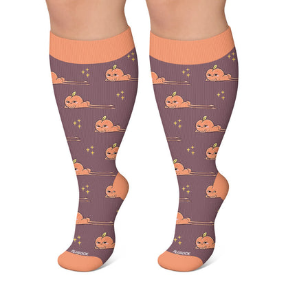 Plus Size Playful Snowmen Frogs Compression Socks - Dark Purple - 4XL - image 5
