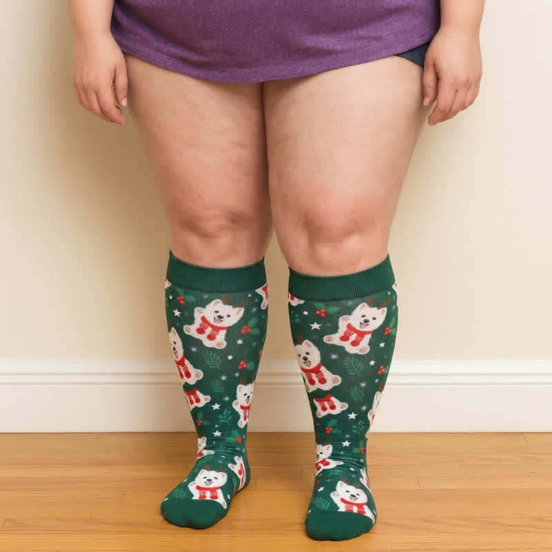 Plus Size Gingerbread Dog Christmas Compression Socks - image 2