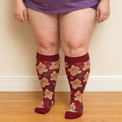 Plus Size Gingerbread Dog Christmas Compression Socks - image 1