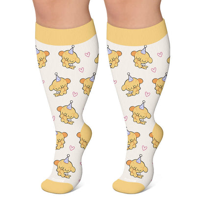 Plus Size Party Pup Cat Dog Compression Socks - Beige - 4XL - image 4