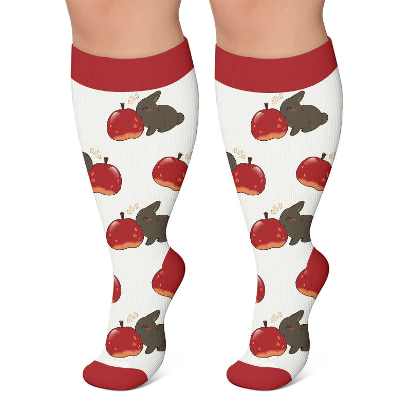Plus Size Animal Fruits Compression Socks - Red - 4XL - image 5