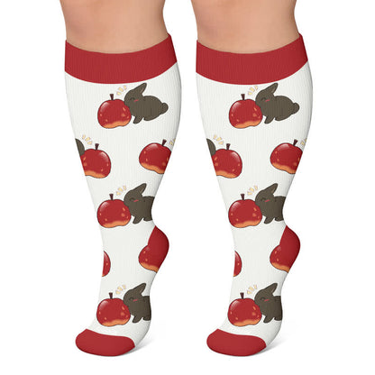Plus Size Animal Fruits Compression Socks - Red - 4XL - image 5