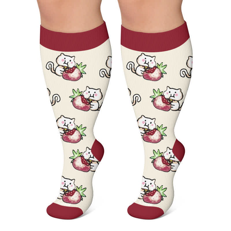 Plus Size Animal Fruits Compression Socks - Beige - 4XL - image 6
