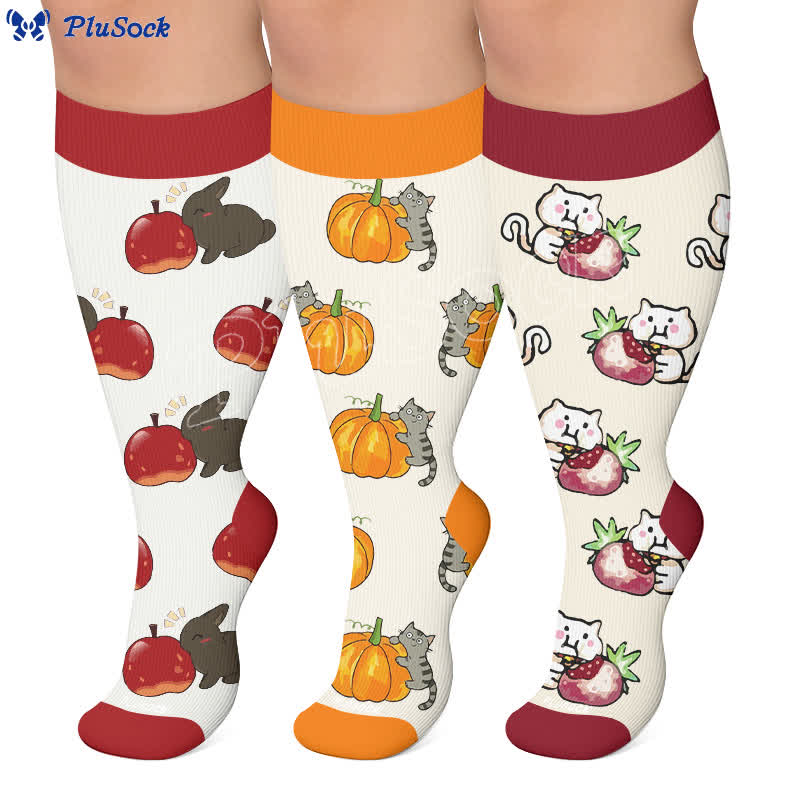 Plus Size Animal Fruits Compression Socks - image 0