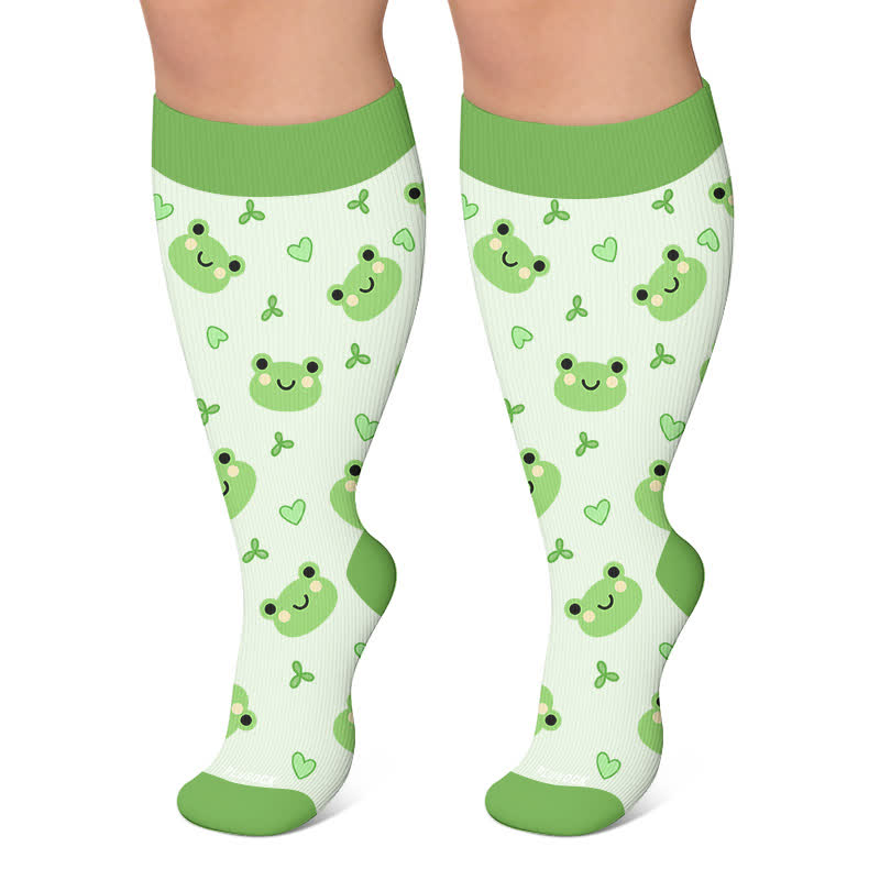 Plus Size Frog Ladybug Avocado Compression Socks - Light Green - 4XL - image 4