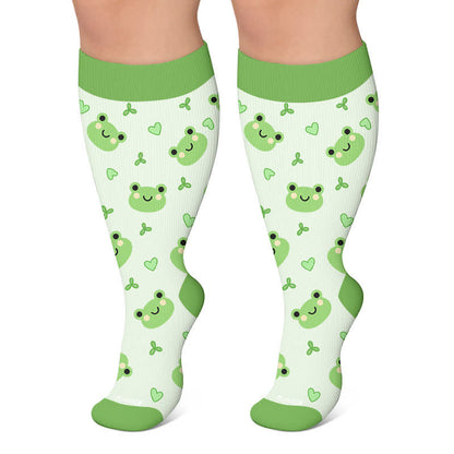 Plus Size Frog Ladybug Avocado Compression Socks - Light Green - 4XL - image 4