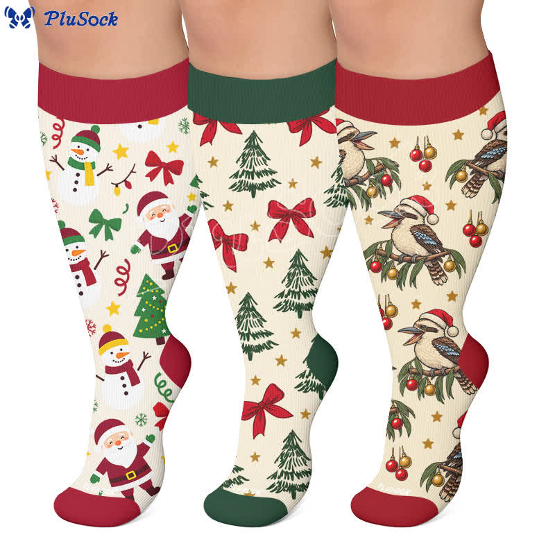 Plus Size Christmas Santa Compression Socks - image 0