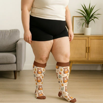 Plus Size Autumn Animal Leaf Compression Socks - image 2