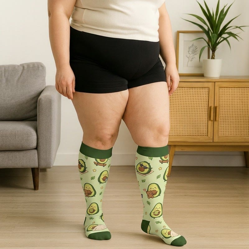 Plus Size Frog Ladybug Avocado Compression Socks - image 2