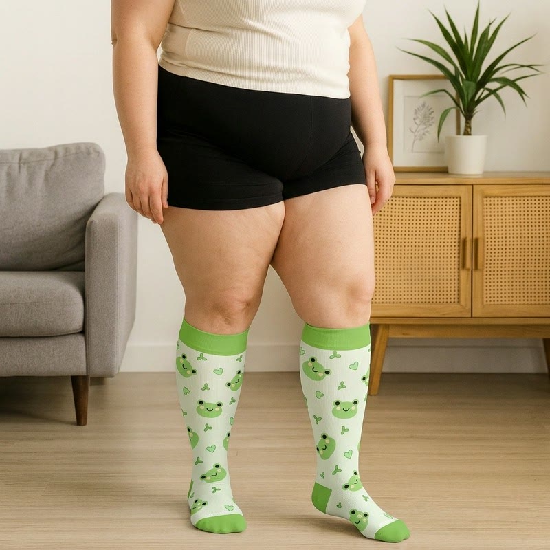 Plus Size Frog Ladybug Avocado Compression Socks - image 1