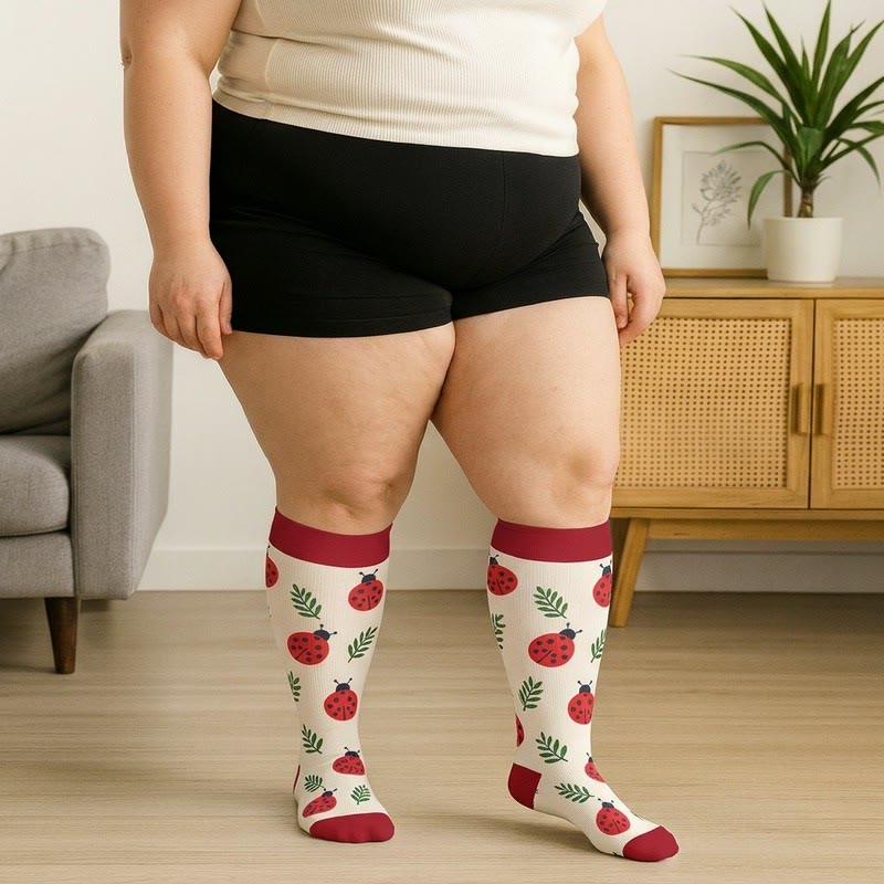 Plus Size Frog Ladybug Avocado Compression Socks - image 3