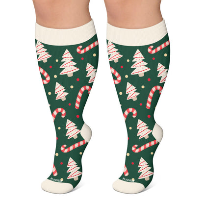 Plus Size Festive Penguin Compression Socks - Green - 4XL - image 6