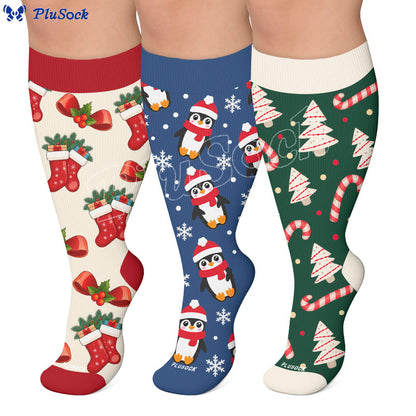 Plus Size Festive Penguin Compression Socks - image 0