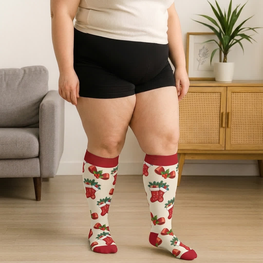 Plus Size Festive Penguin Compression Socks - image 3