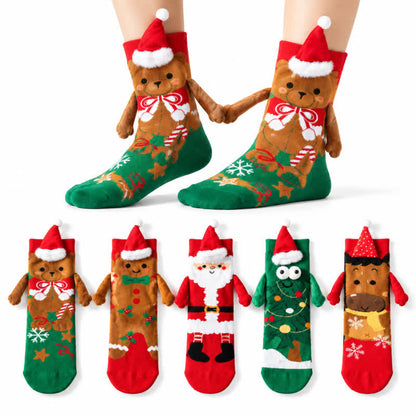 Christmas Tree Knit Hand Holding Quarter Socks - image 0