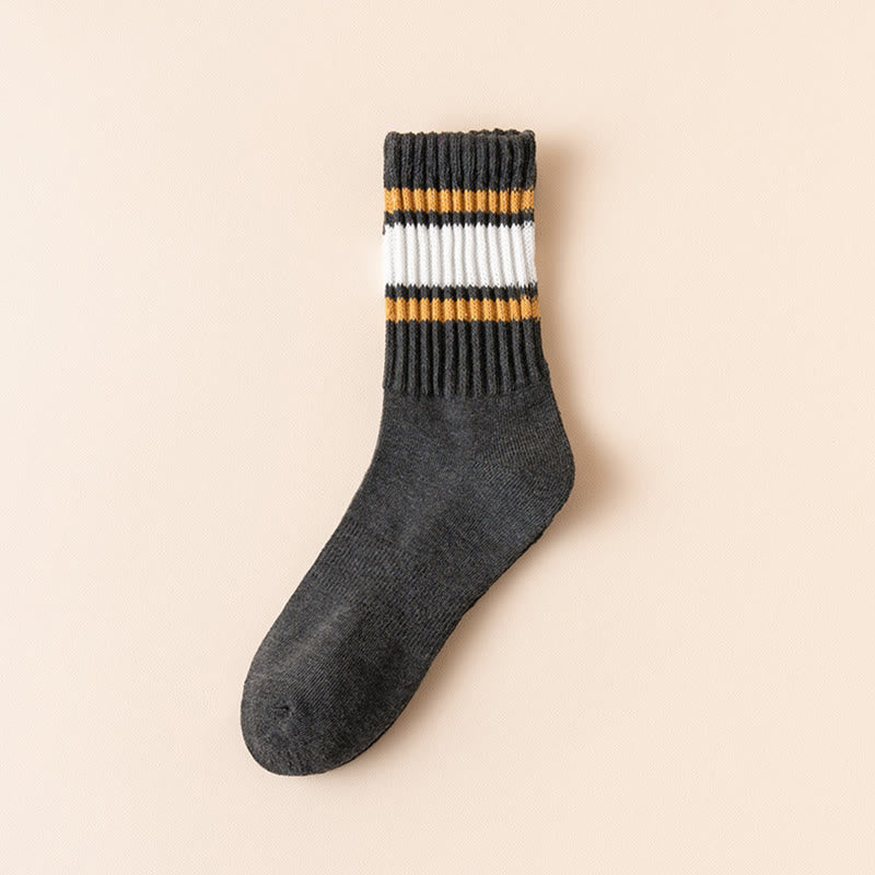Plus Size Thickened Stripes Quarter Socks(7 Pairs) - Dark Grey - EU39-46(US6-12) - image 9