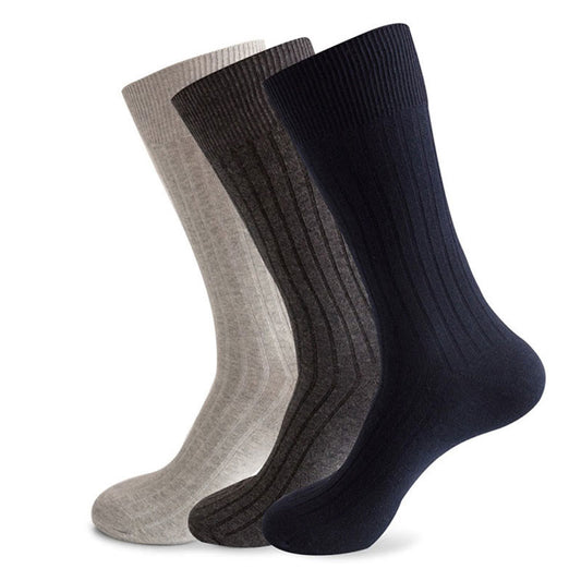 Plus Size Solid Stripes Crew Socks(3 Pairs) - Dark Gray&Light Grey&Navy Blue - EU46-50(US12-15) - image 0