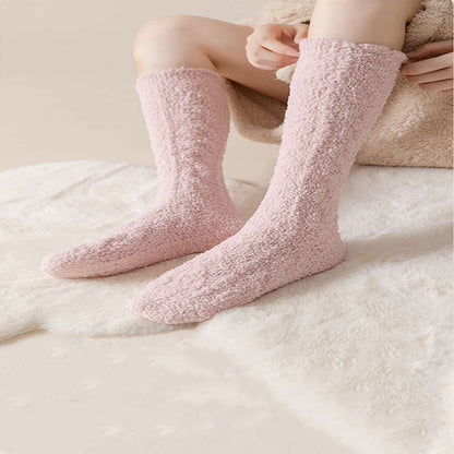 Coral Fleece Thermal Knee High Socks(5 Pairs) - image 3