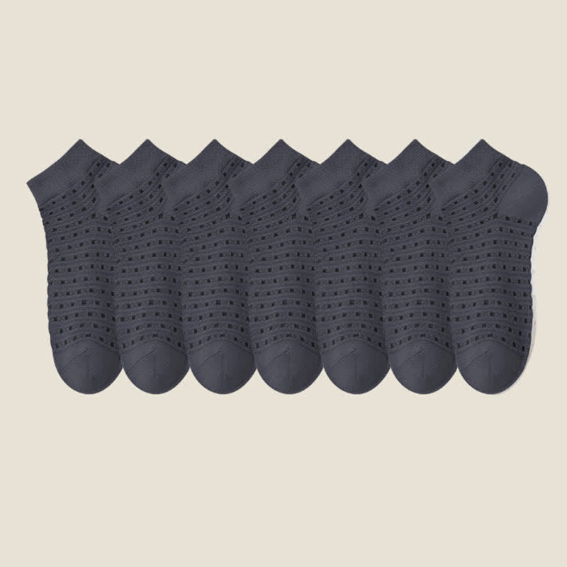 Hollow Mesh Ankle Socks(7 Pairs) - Dark Grey - EU38-44(US5-11) - image 17