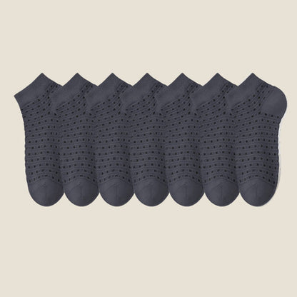 Hollow Mesh Ankle Socks(7 Pairs) - Dark Grey - EU38-44(US5-11) - image 17