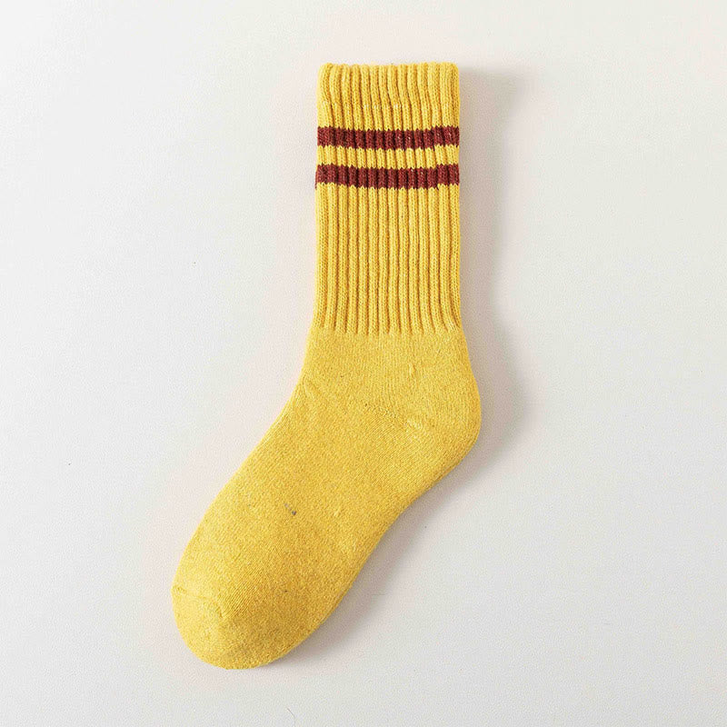 Plus Size Striped Warm Wool Quarter Socks(5 Pairs) - Yellow - EU36-44(US3-10) - image 10