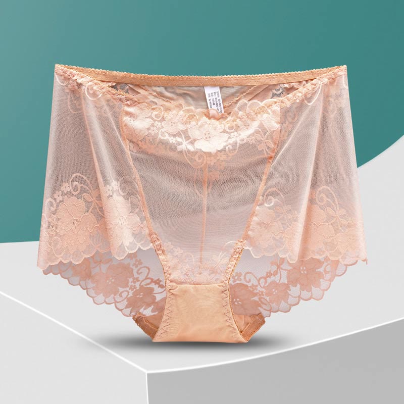 High-Waisted Hollow Lace Panty(5 Pairs) - Nude - 4XL - image 11