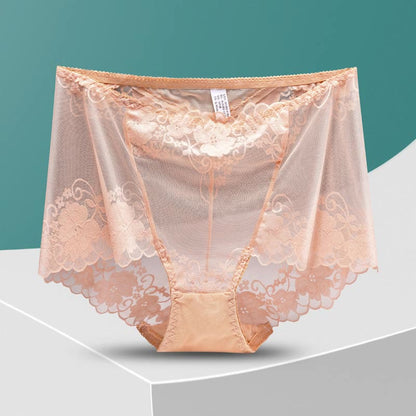 High-Waisted Hollow Lace Panty(5 Pairs) - Nude - 4XL - image 11