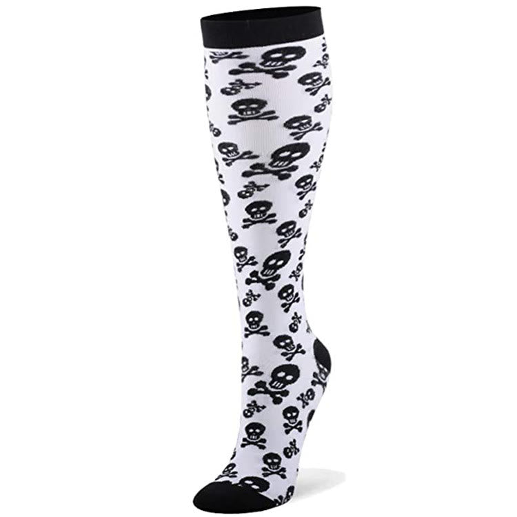 EKG Skull Pattern Plus Size Compression Socks(3 Pairs) - image 4