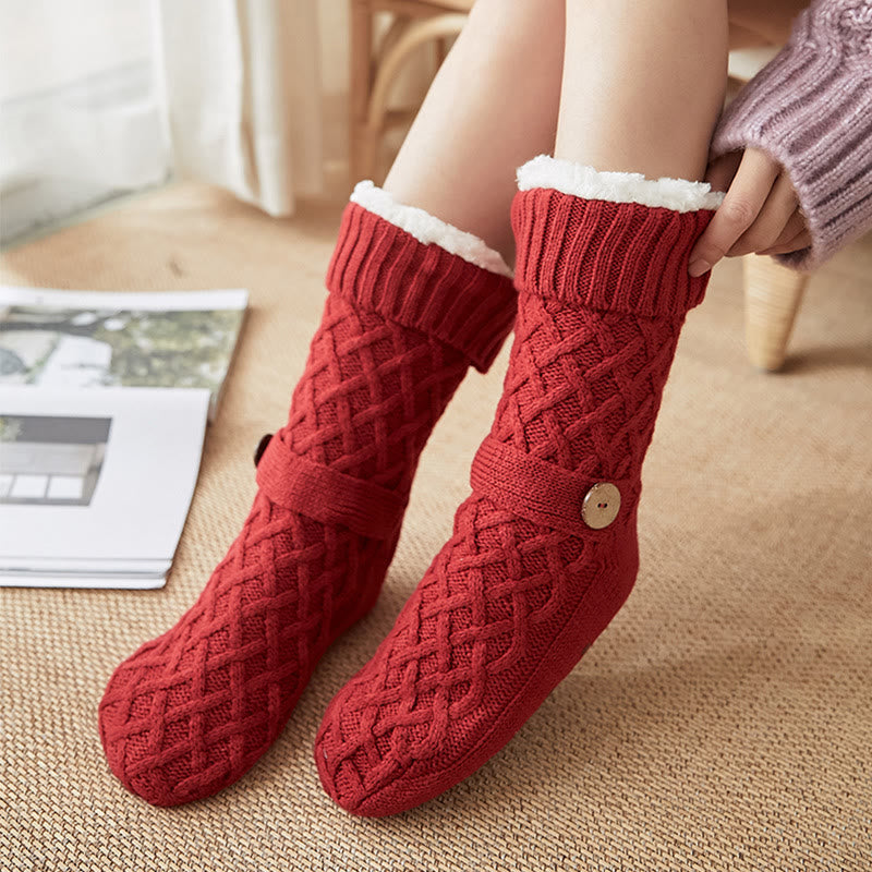 Christmas Wool Cozy Home Slipper Socks - Red - EU36-42(US3-8.5) - image 0