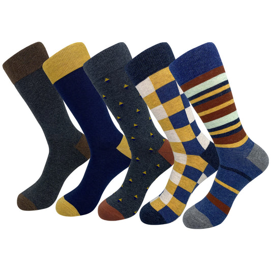 Plus Size Fashion Plaid Crew Socks(5 Pairs) - 42-48 - image 0