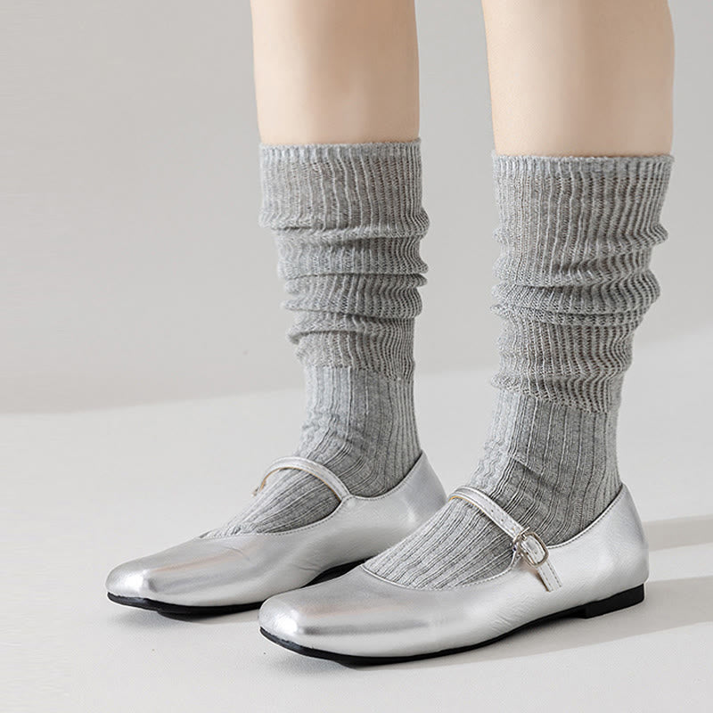 Solid Color Stylish Slouch Socks(3 Pairs) - image 2