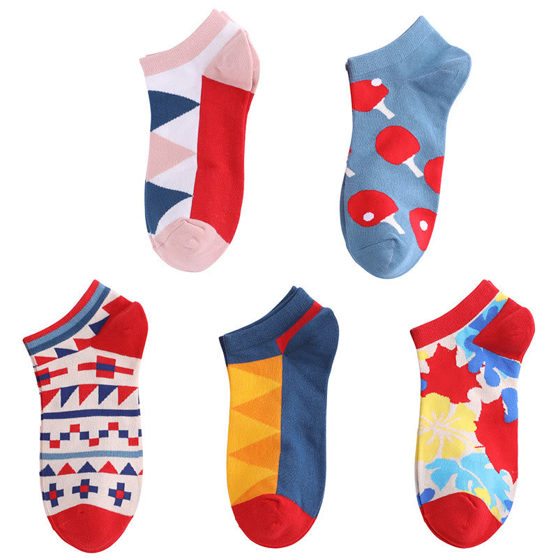 Color Contrast Ankle Socks(5 Pairs) - image 3
