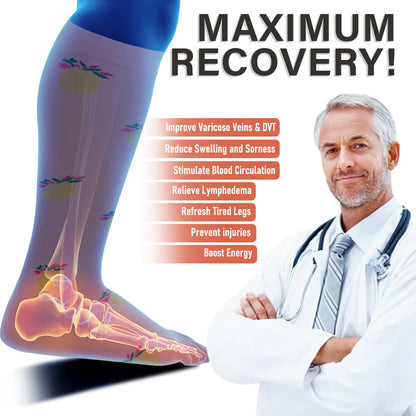 Pineapple Electrocardiogram Plus Size Compression Socks(3 Pairs)