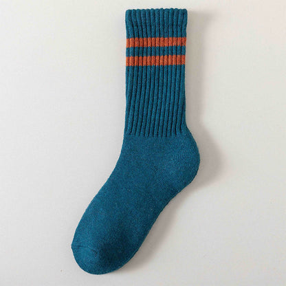 Striped Warm Wool Quarter Socks(5 Pairs) - Dark Green - EU36-44(US3-10) - image 9