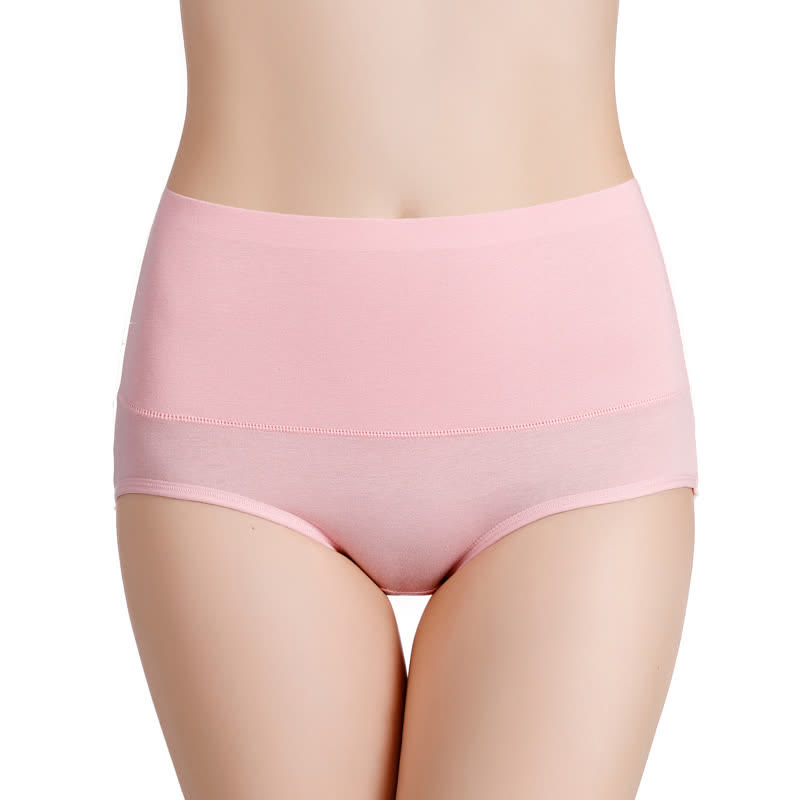 High-Waisted Solid Comfy Panty(4 Packs) - Pink - 7XL - image 9