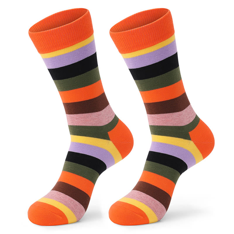 Colorful Striped Cotton Novelty Crew Socks(5 Pairs) - image 6