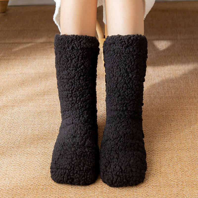 Double-sided Fleece Winter Home Slipper Socks(2 Pairs) - Black - EU36-42(US3-8.5) - image 4